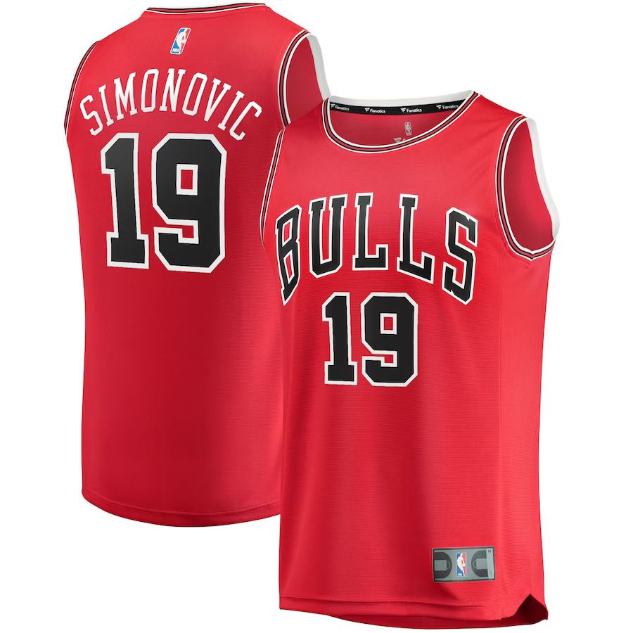 Men Chicago Bulls 19 Marko Simonovic Fanatics Branded Red Fast Break Replica NBA Jersey